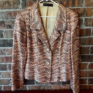 Dana Buchman vintage blazer multi-color zig-zag or chevron flame pattern Size:14